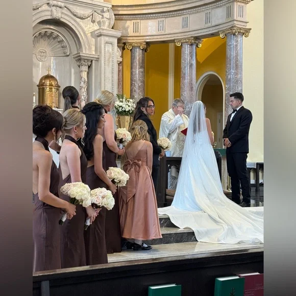 Azazie A-Line Bow Matte Satin Dress - Picture 9 of 9